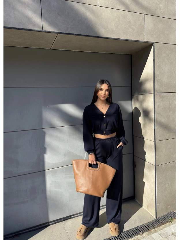 Lacivert Düğmeli Modal Takım