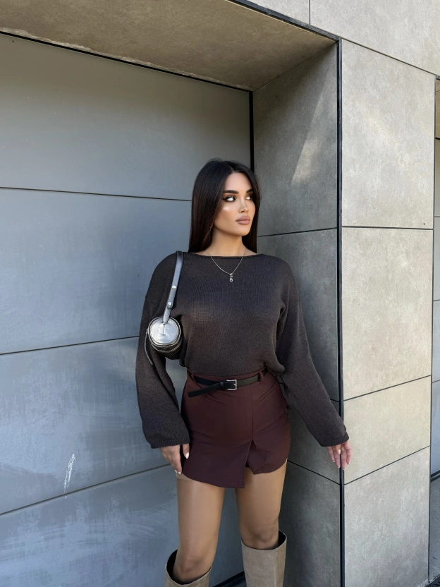 Kahverengi Triko Bluz