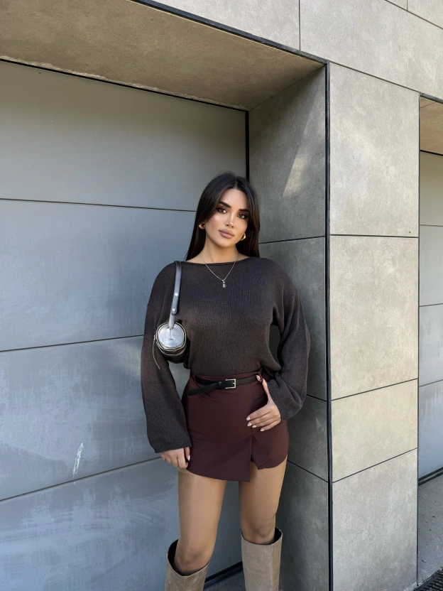 Kahverengi Triko Bluz