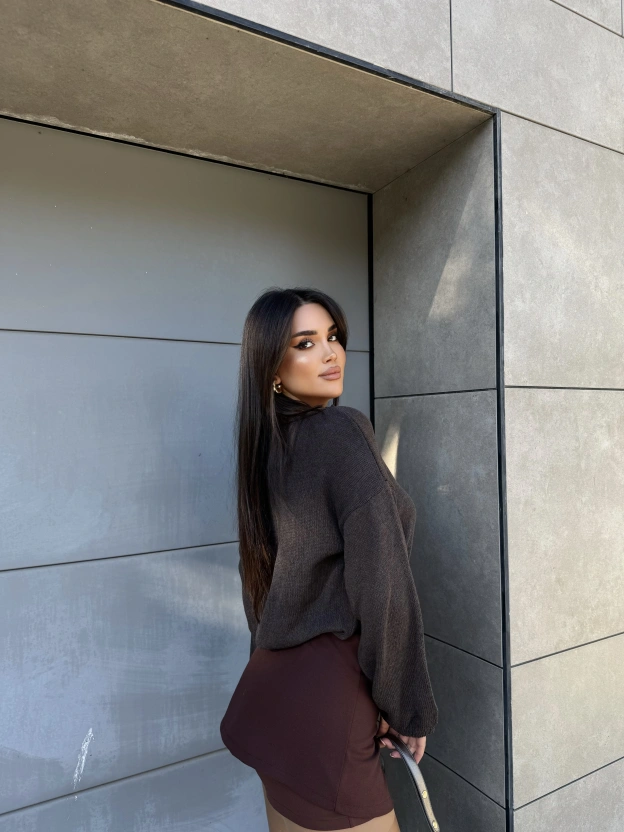 Kahverengi Triko Bluz