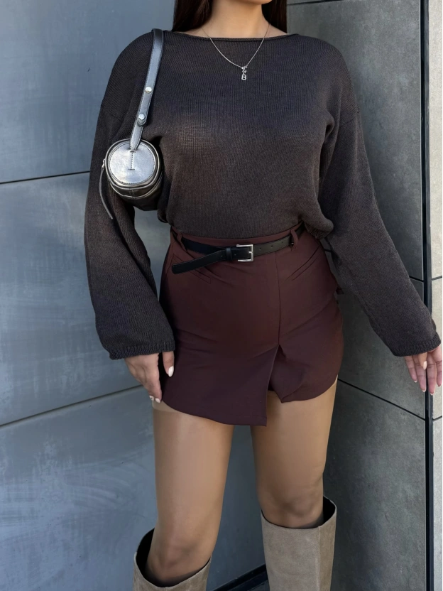 Kahverengi Triko Bluz