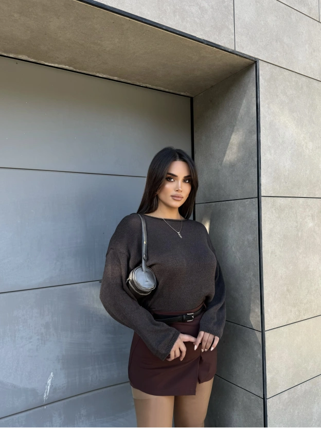 Kahverengi Triko Bluz