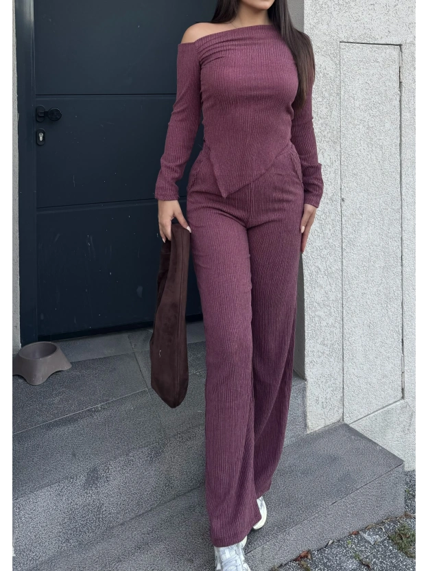 Bordo Asimetrik Alt Üst Takım