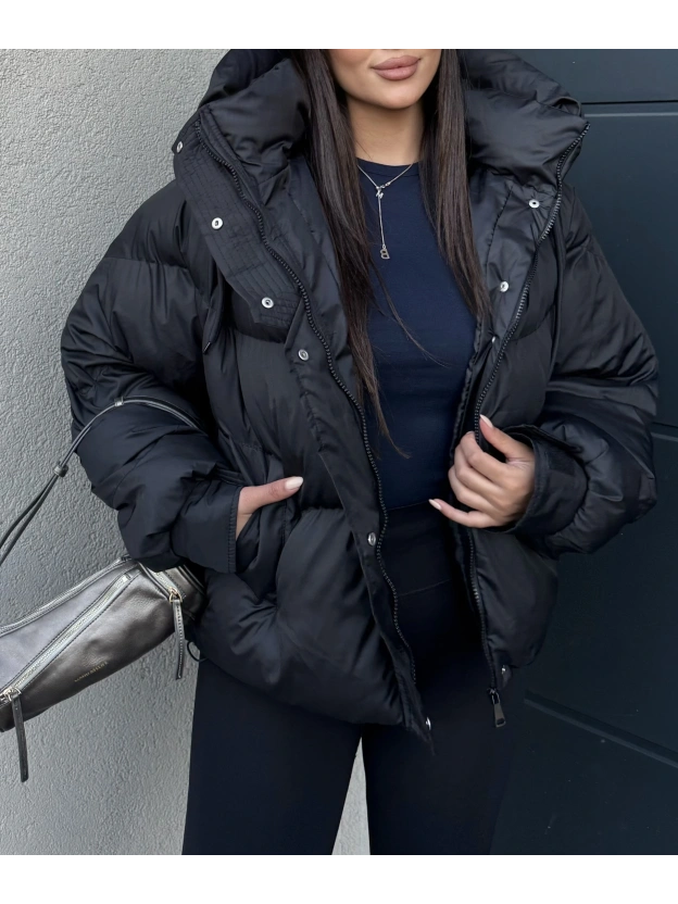 Siyah Oversize Premium Şişme Mont
