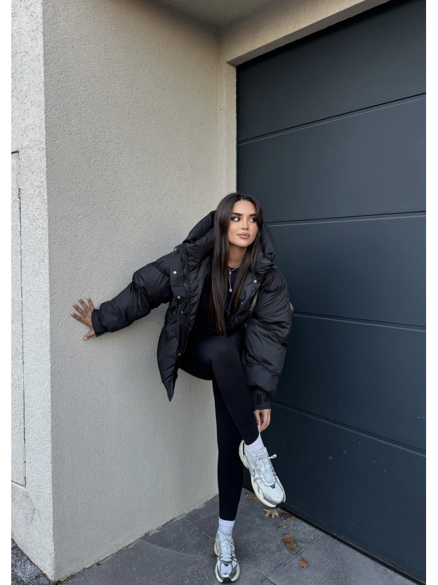 Siyah Oversize Premium Şişme Mont