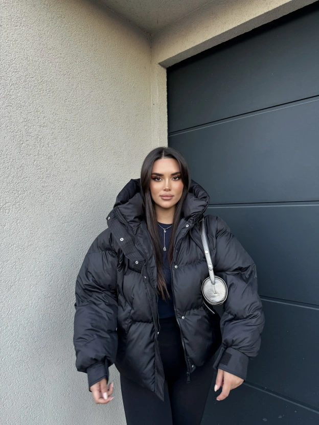 Siyah Oversize Premium Şişme Mont