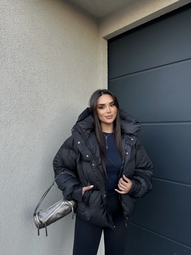 Siyah Oversize Premium Şişme Mont