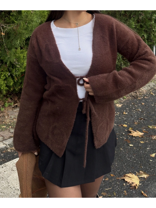 Kahverengi Bağlamalı Yumoş Kazak