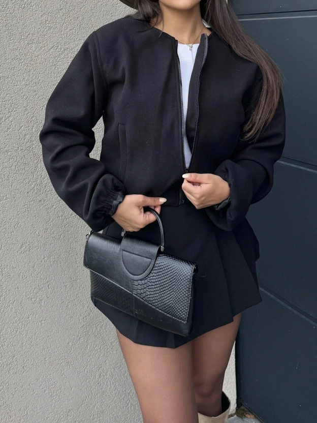 Siyah Kolej Kaşe Ceket