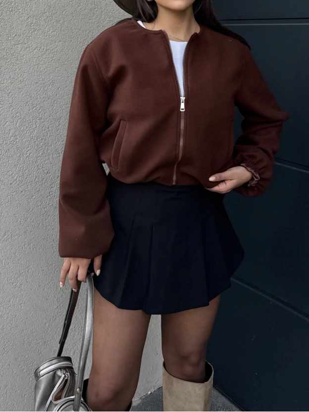 Kahverengi Kolej Kaşe Ceket