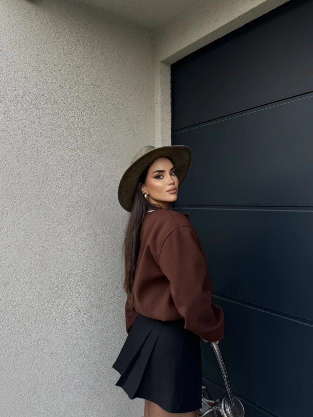 Kahverengi Kolej Kaşe Ceket