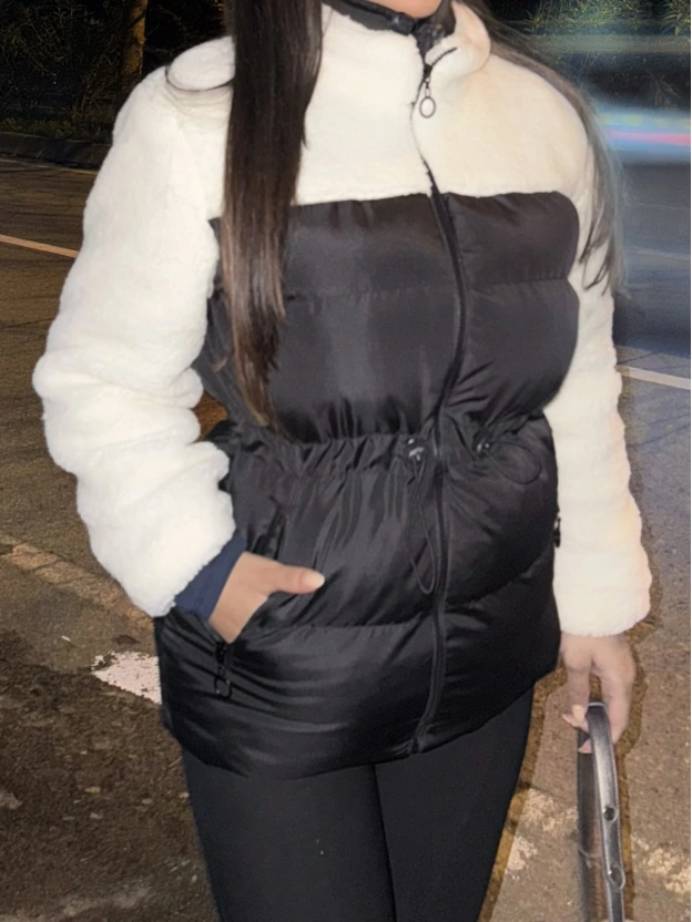 Siyah Şişme Peluş Mont