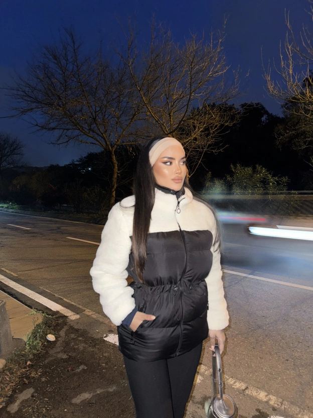 Siyah Şişme Peluş Mont