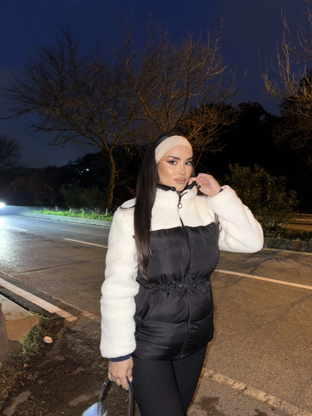 Siyah Şişme Peluş Mont