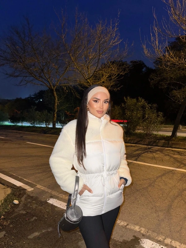 Bej Şişme Peluş Mont