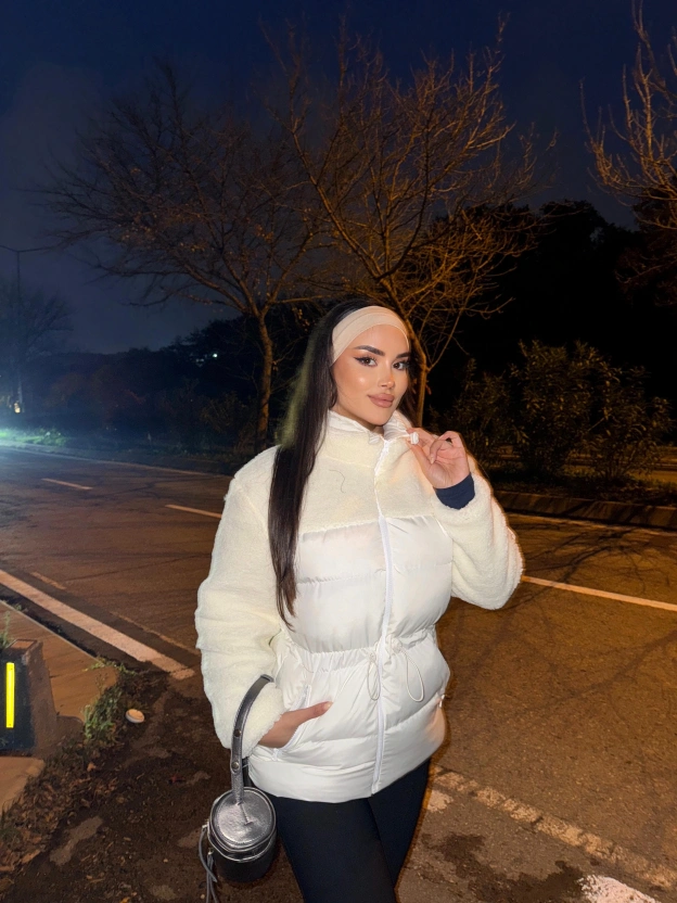 Bej Şişme Peluş Mont