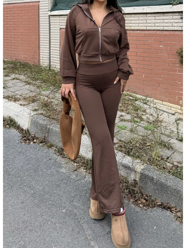 Kahverengi Zra Model Eşofman Takımı