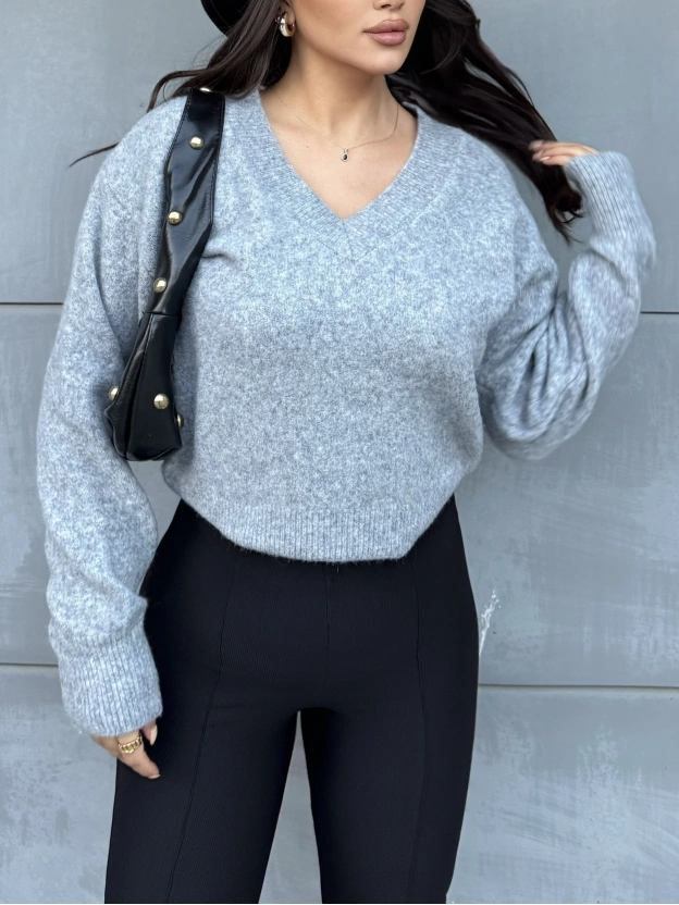 Gri V Yaka Premium Kazak