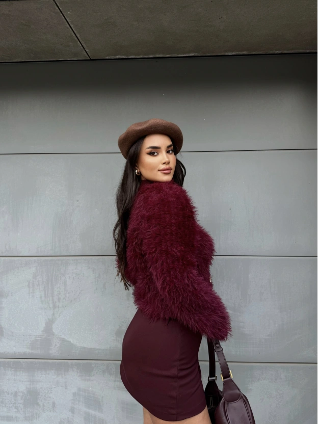 Bordo Kemerli Premium Şort Etek