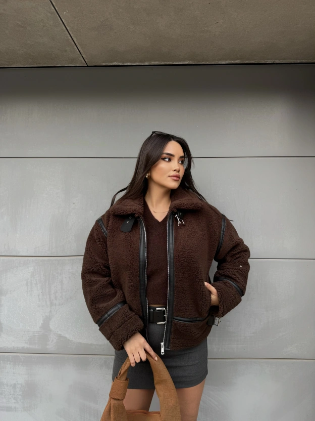 Kahverengi Zra Model Peluş Mont