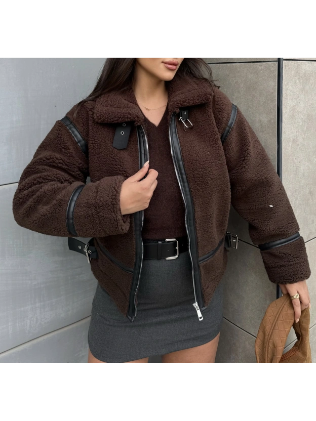 Kahverengi Zra Model Peluş Mont