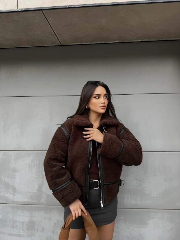Kahverengi Zra Model Peluş Mont
