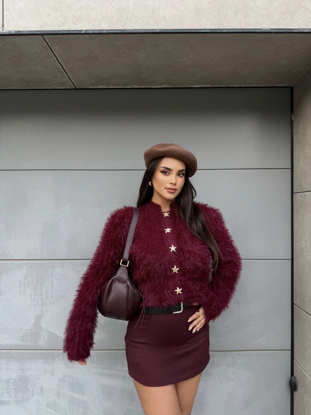 Bordo Yumoş Deniz Yıldızı Kazak