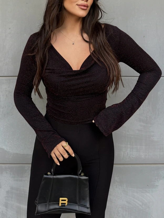 Bordo Buzzy Degaje Yaka Bluz