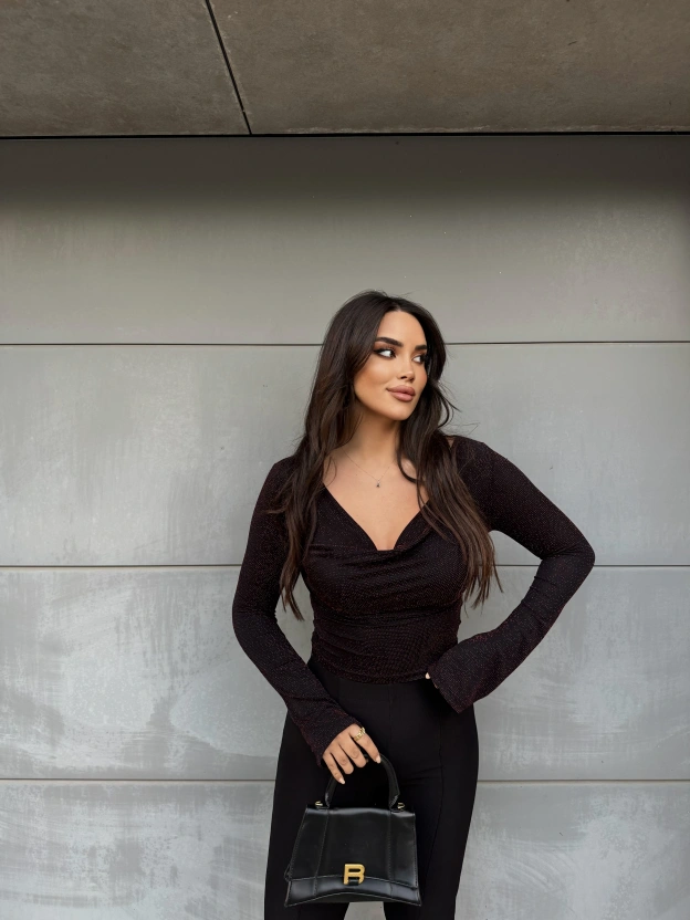 Bordo Buzzy Degaje Yaka Bluz