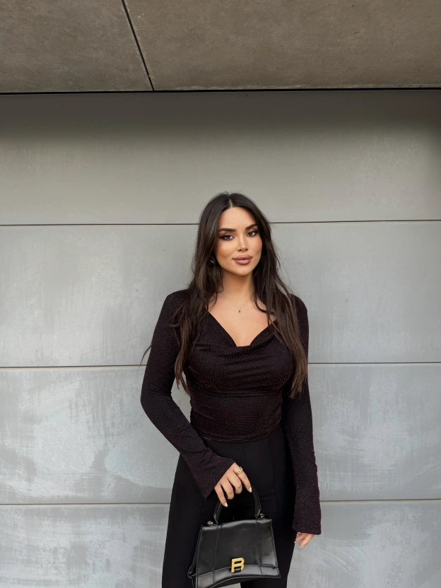 Bordo Buzzy Degaje Yaka Bluz