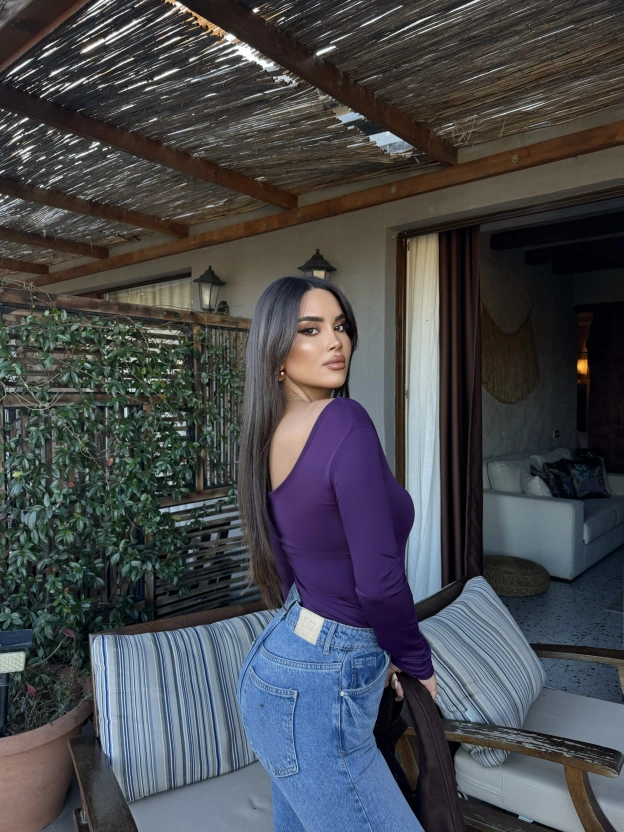 Mor Kare Yaka Bodysuit