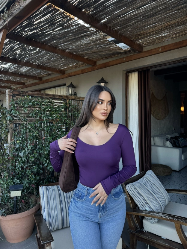 Mor Kare Yaka Bodysuit