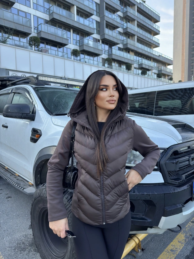 Kahverengi Kapüşonlu Range Mont