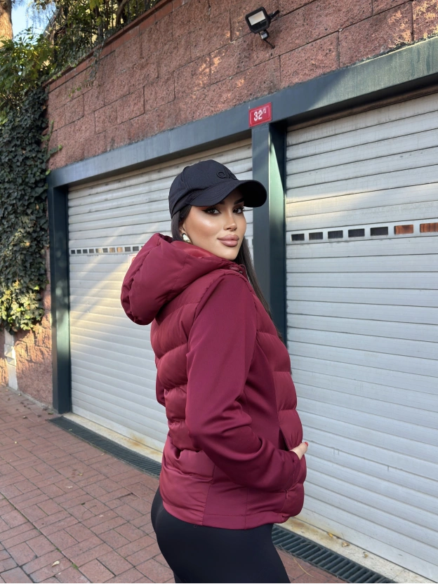 Bordo Kapüşonlu Range Mont