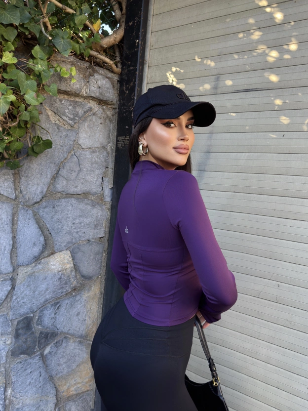 Mor Yarım Balıkçı Sırt Balenli Crop