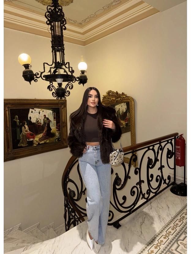 Buz Mavisi Taşlı Palazzo Pantolon