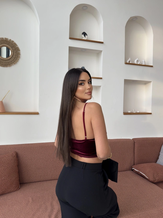 Bordo Kadife Büstiyer