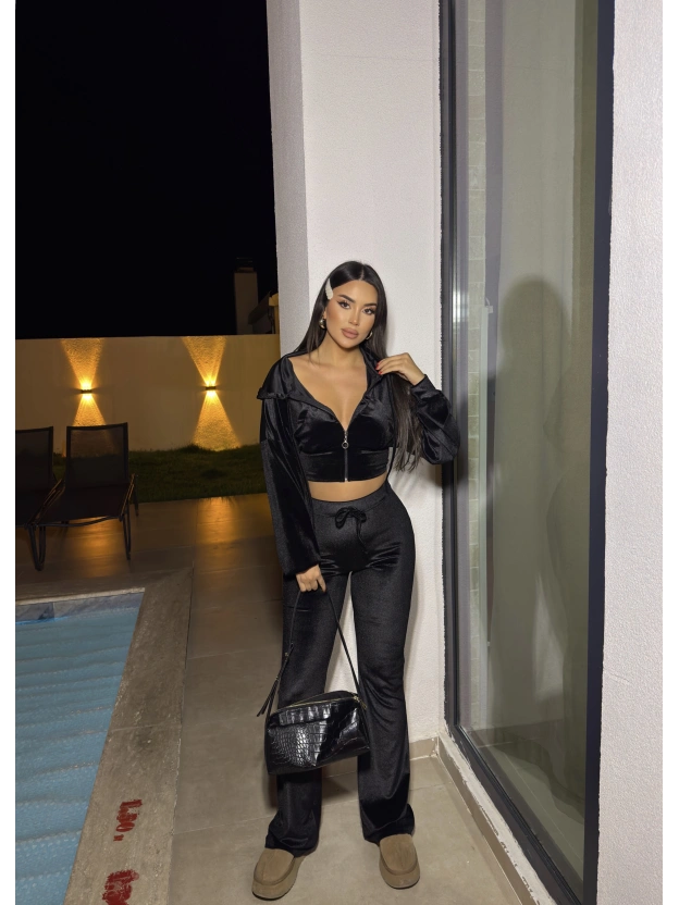 Siyah Kadife Üçlü Takım