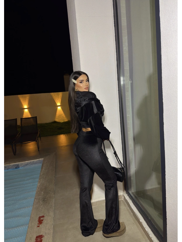 Siyah Kadife Üçlü Takım