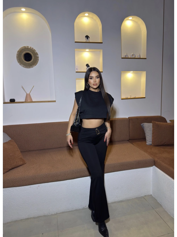 Siyah Toka Detay Pantolon