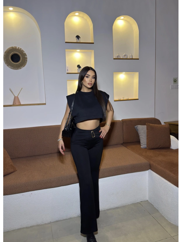 Siyah Toka Detay Pantolon