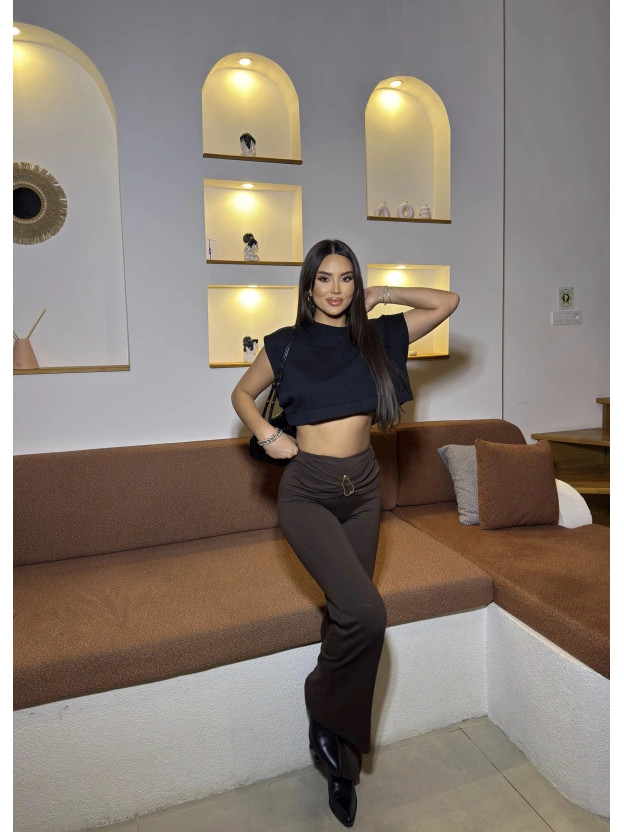 Kahverengi Toka Detay Pantolon