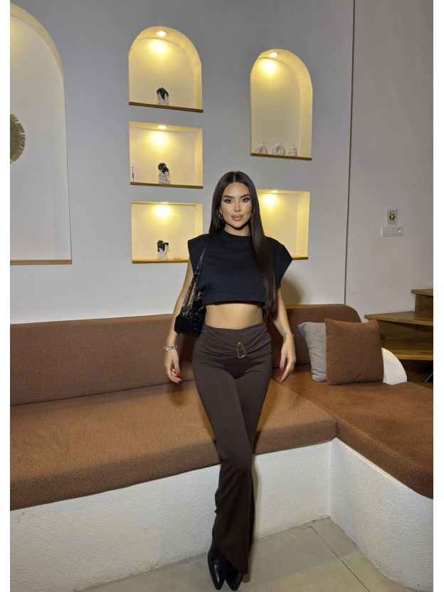 Kahverengi Toka Detay Pantolon