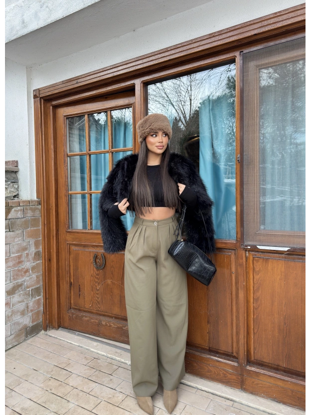 Haki Palazzo Kumaş Pantolon