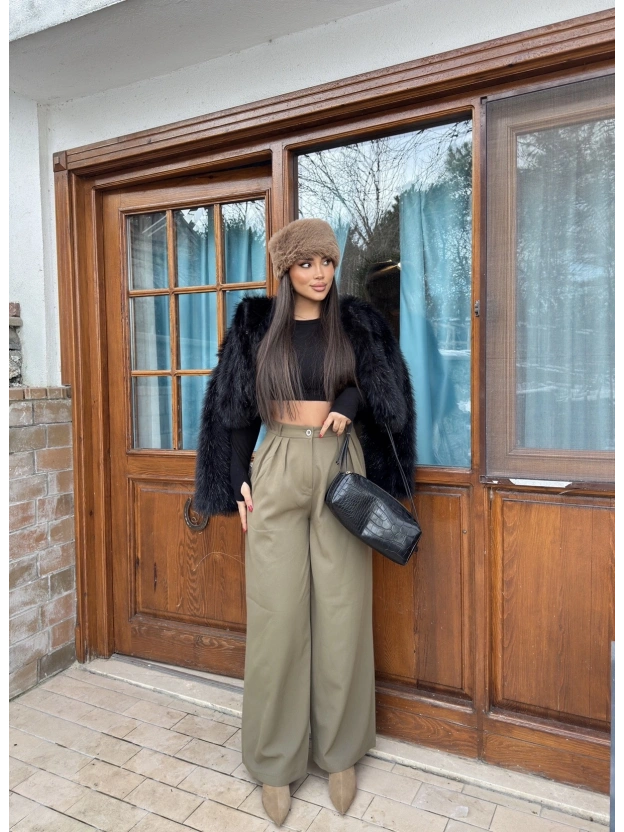 Haki Palazzo Kumaş Pantolon