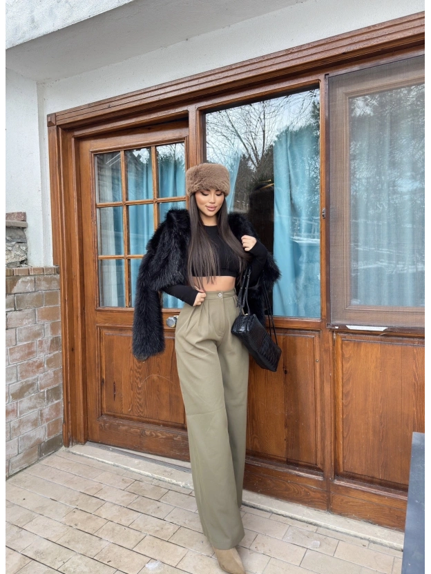 Haki Palazzo Kumaş Pantolon