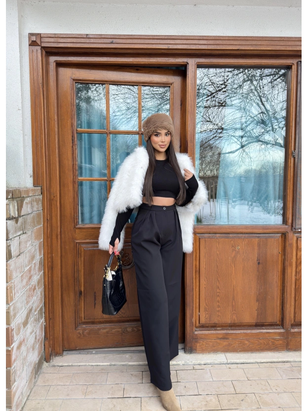 Siyah Palazzo Kumaş Pantolon