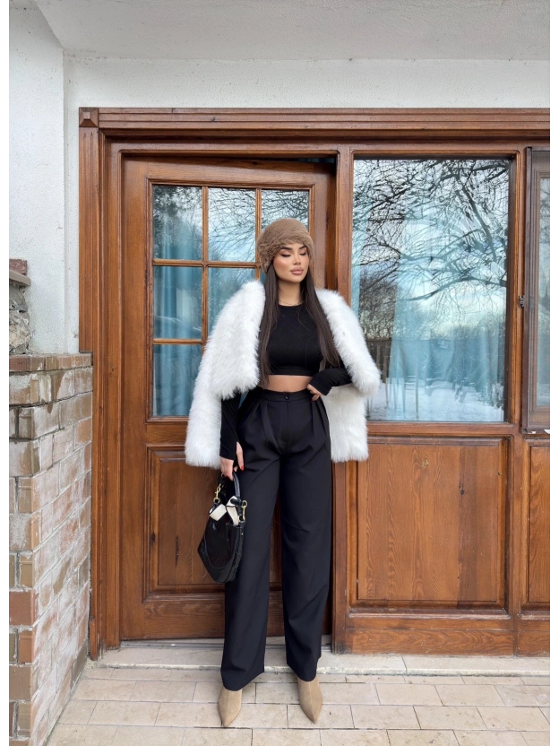 Siyah Palazzo Kumaş Pantolon