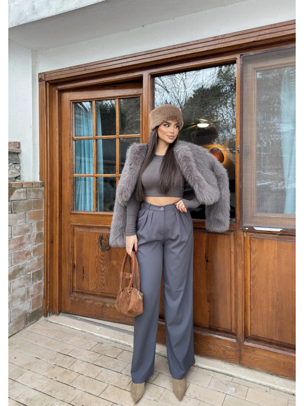 Antrasit Palazzo Kumaş Pantolon