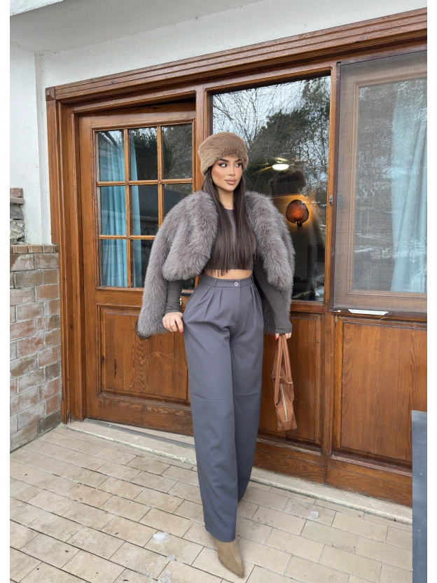 Antrasit Palazzo Kumaş Pantolon